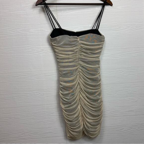 Zara Double Strap Beige Tulle Dress with Floral Accents Small - Picture 11 of 15